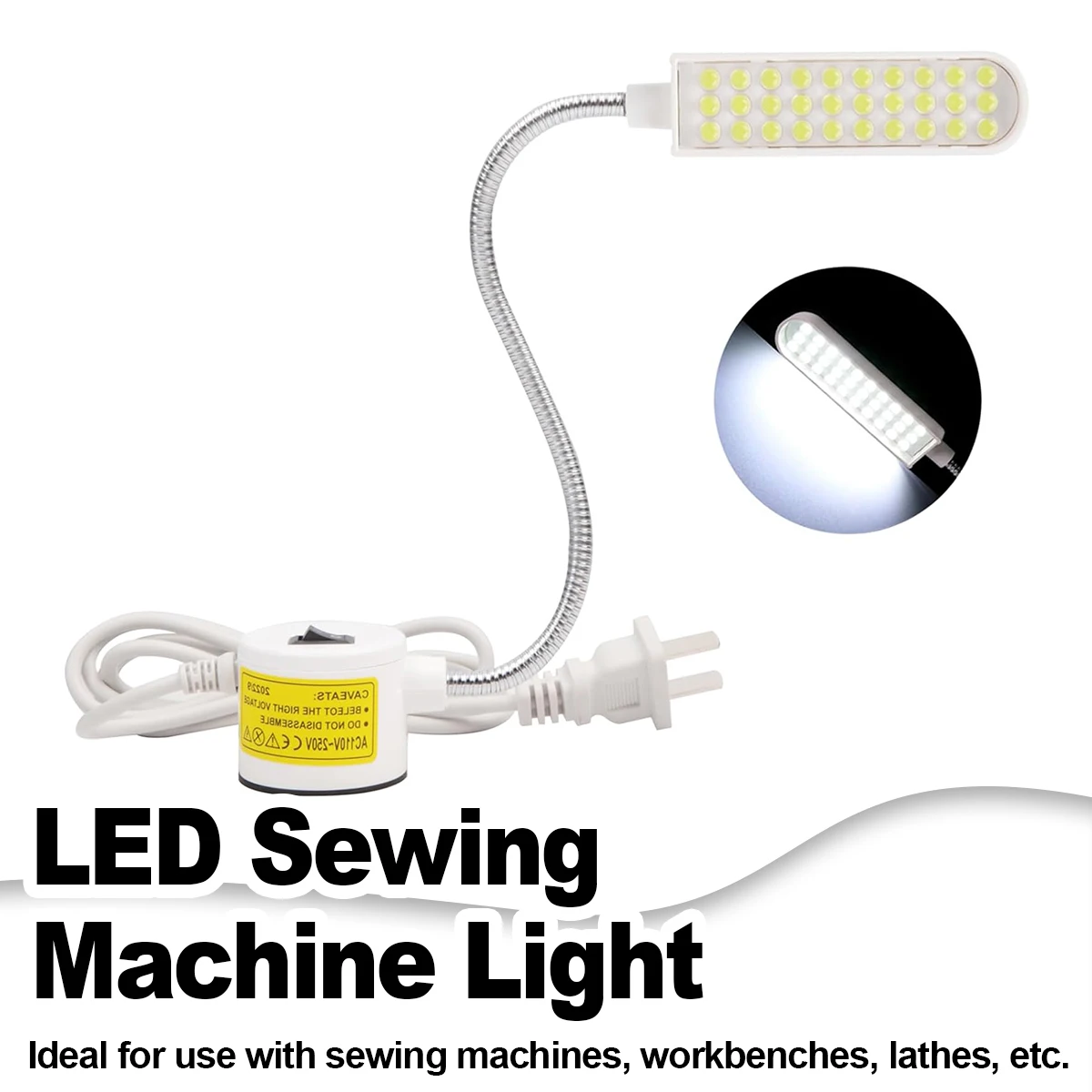 Industrielle a mené la lumière 1w 2w 3w bras flexible cou d'oie de travail de lumière magnétique aimant machine à coudre adsorbée base eu / us prise portable