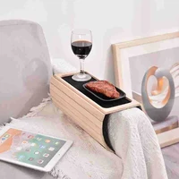 Quality Bamboo Wood Sofa Arm Tray Table Anti-Slip Armrest Organizer Protector Drink Holder Coaster 1