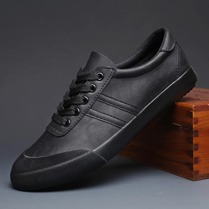 2025 New Shoes for Men Leather Casual Shoes Fashion Lace-up Leisure Striped Flat Shoes for Man Spring Autumn Cool Loafers 3