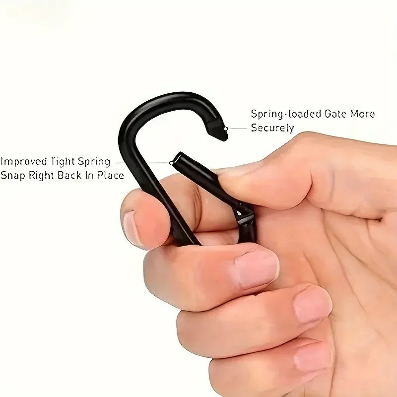 Hiking Buckles 6Pcs Black Type D Hook Outdoor Hiking Buckle Durable