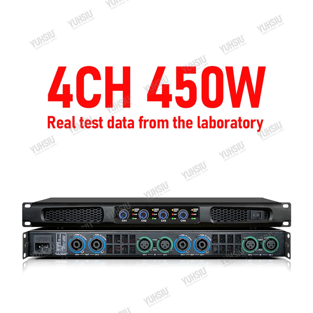 プロのデジタルハイパワーアンプ,1u,600w,2チャンネル,4