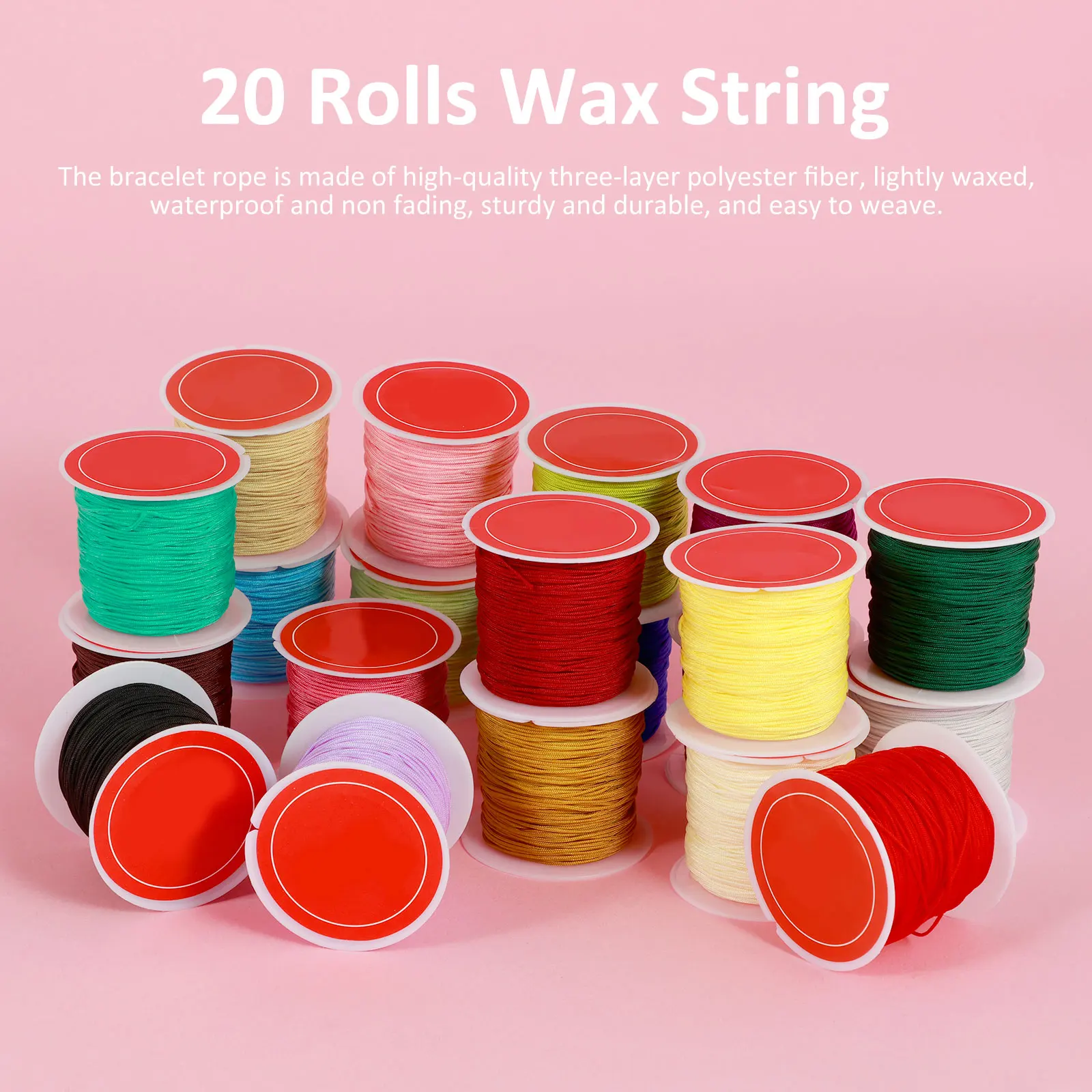 20 Rolls Wax String for Bracelet Making 20 Colors 0.8mm Waxed Polyester Cord  Waterproof Anti-Fade Waxed Thread Bracelet Cord - AliExpress