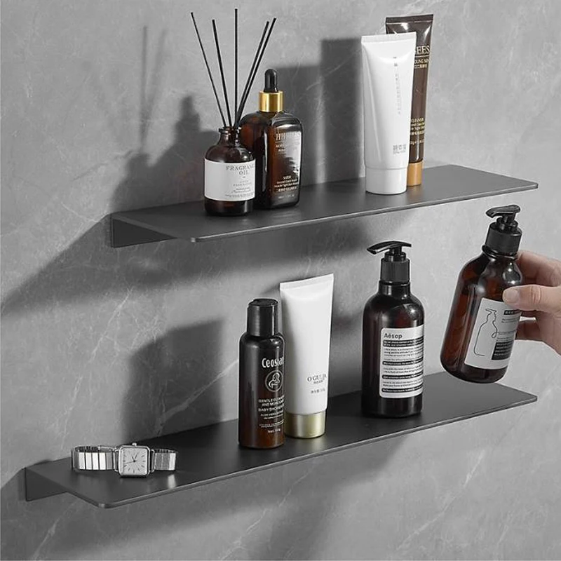 Brushed Gold Black White Bathroom Storage Rack 30-50cm Modern Bathroom  Shelves Kitchen Wall Shelf Home Accessories - AliExpress