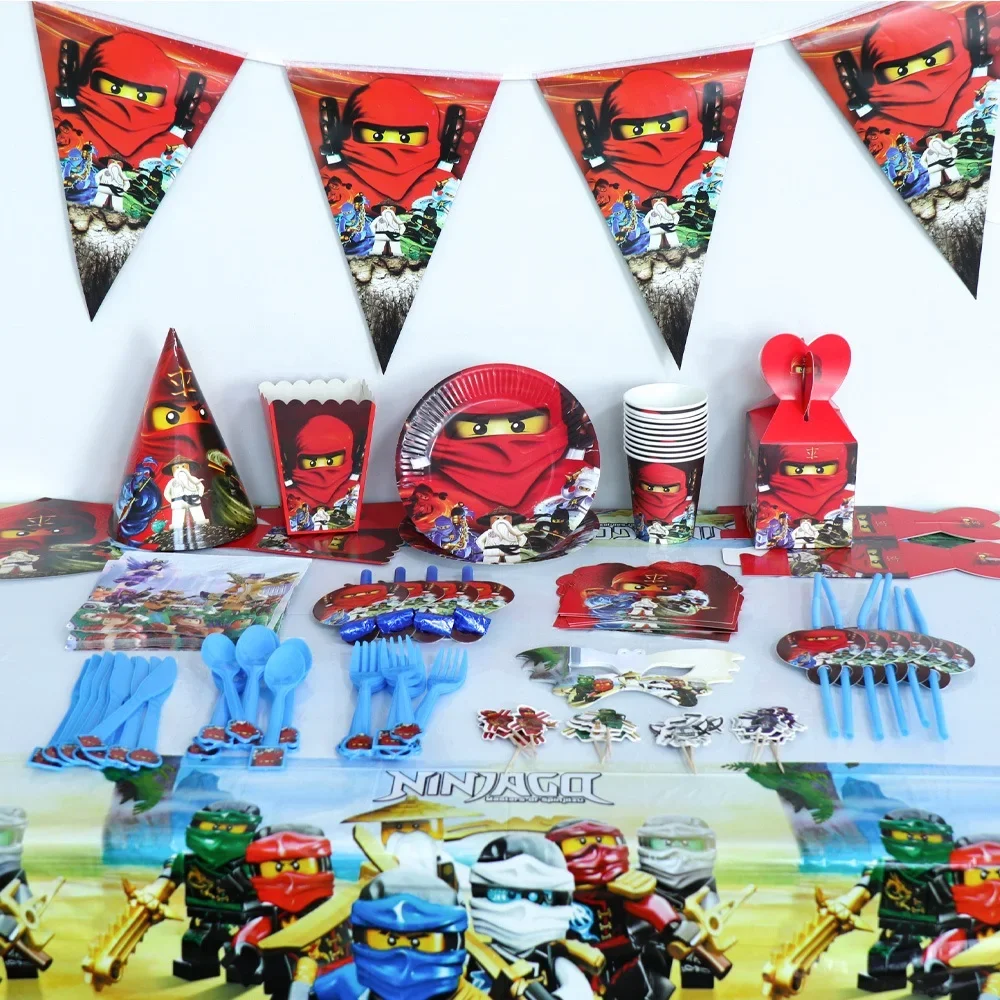 Description Picture 3 of itemParty Supplies Ninja Theme Baby Birthday Decoration Tableware Set Paper Plate Cup Plate Tablecloth Party Decoration Phantom