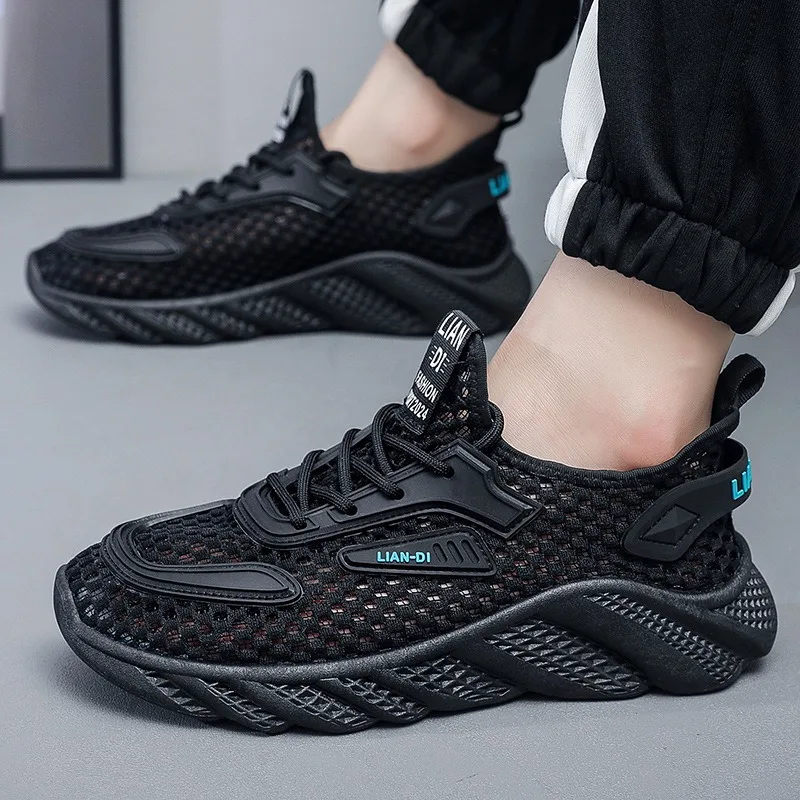 Men's Casual Shoes 2025 Spring Summer Hollow Out Breathable Mesh Shoes Comfortable Platform Lightweight Sneakers Tenis Masculino 5