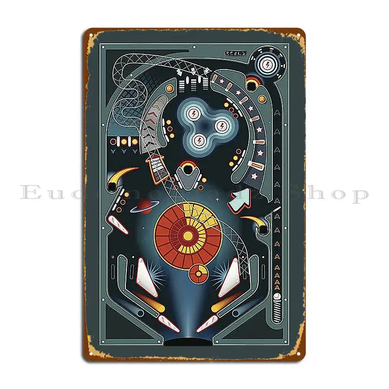 Flipper Wizard Machine Blue Art Metal Platform Poster Club Cinema Design Classic Character Tin Sign Poster