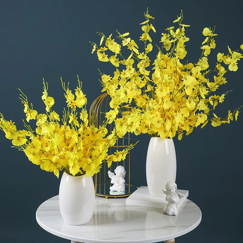 Gelbe Simulationsblume Tanzende Orchidee Dekoration Künstliche Blume Weiche Dekoration Simulationspflanze Heim Hochzeit Kunstblumen – Detail 7