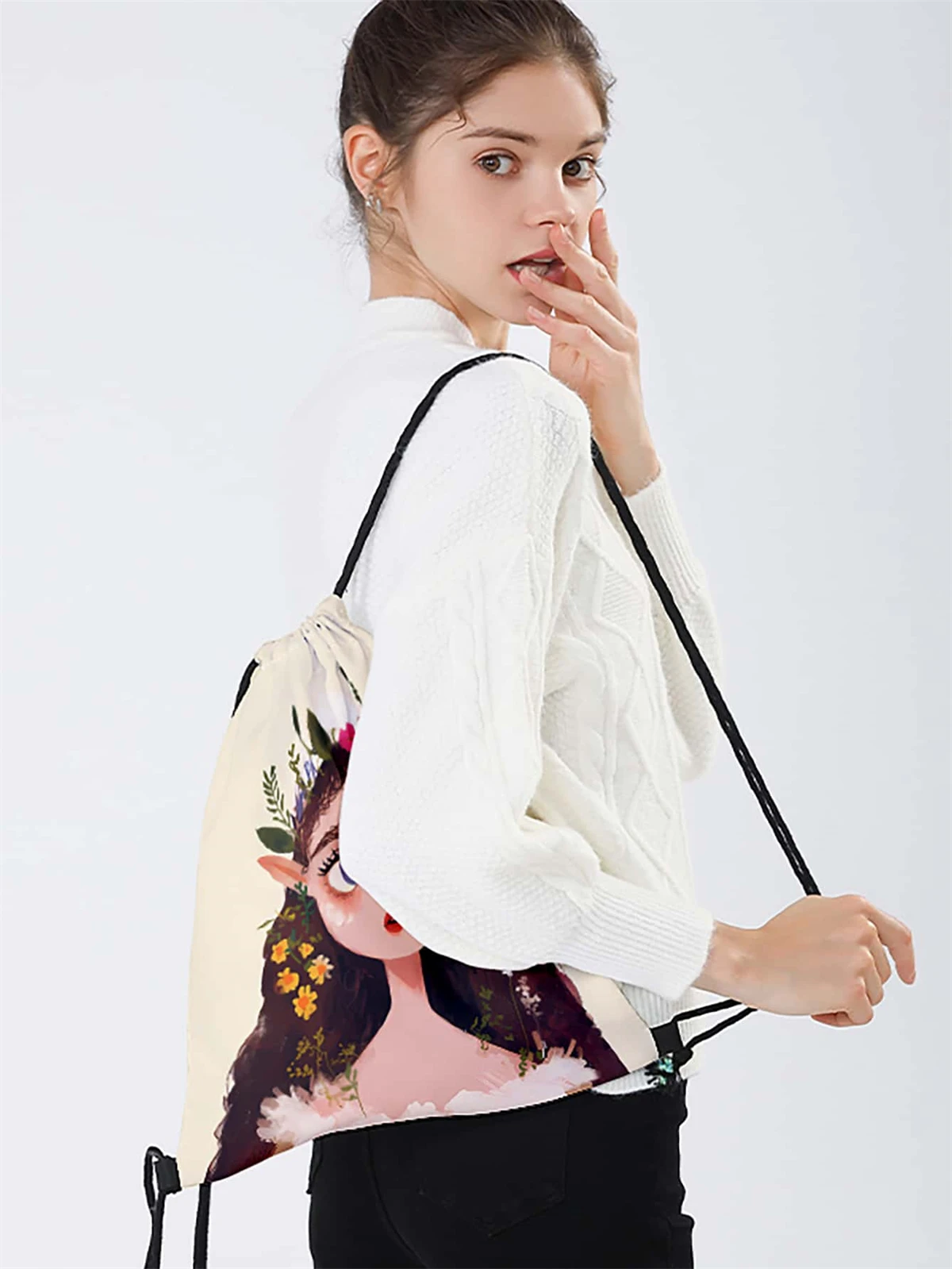 Polyester Drawstring School Book Bag Boys Girls Kids Adult Gym PE Kit Sack Dance Portable Travel Shopping Pouch Bag