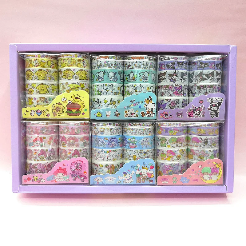 

6 box/lot Sanrio Pochacco Kuromi Melody Washi Stickers Tapes Cute Scrapbooking DIY Diary Decorative Sticker Album Stick Label