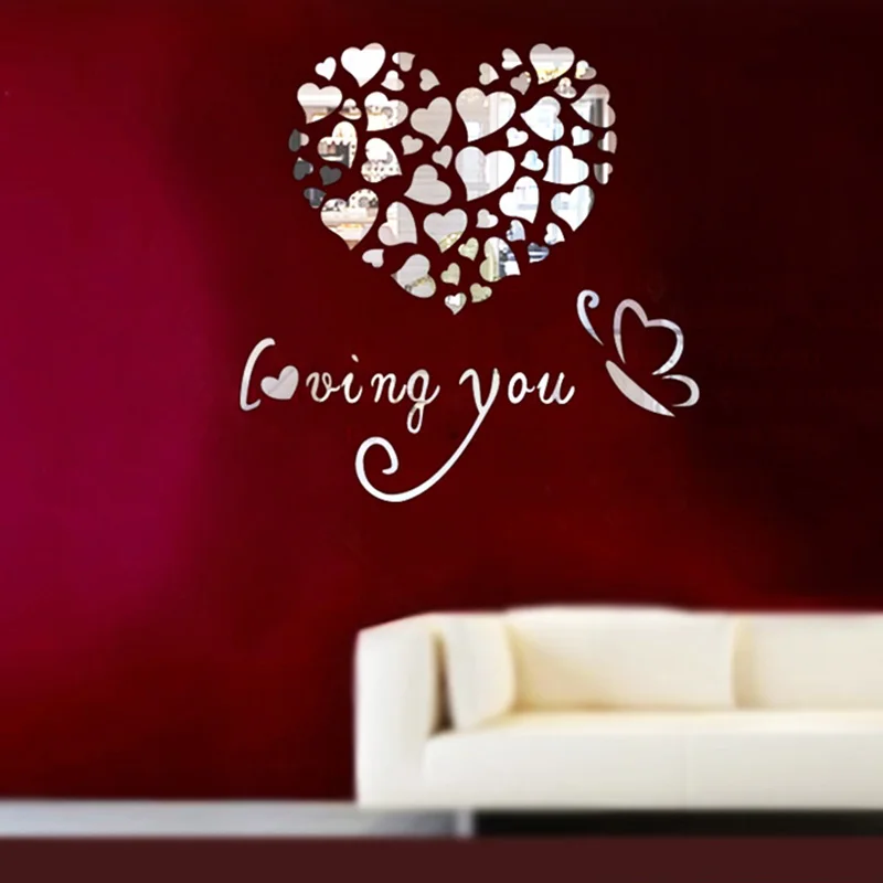 3D Warm and Romantic Love Wall Stickers Room Decoration Bedroom Living Room Background Wall Bedside Wedding Decorate House