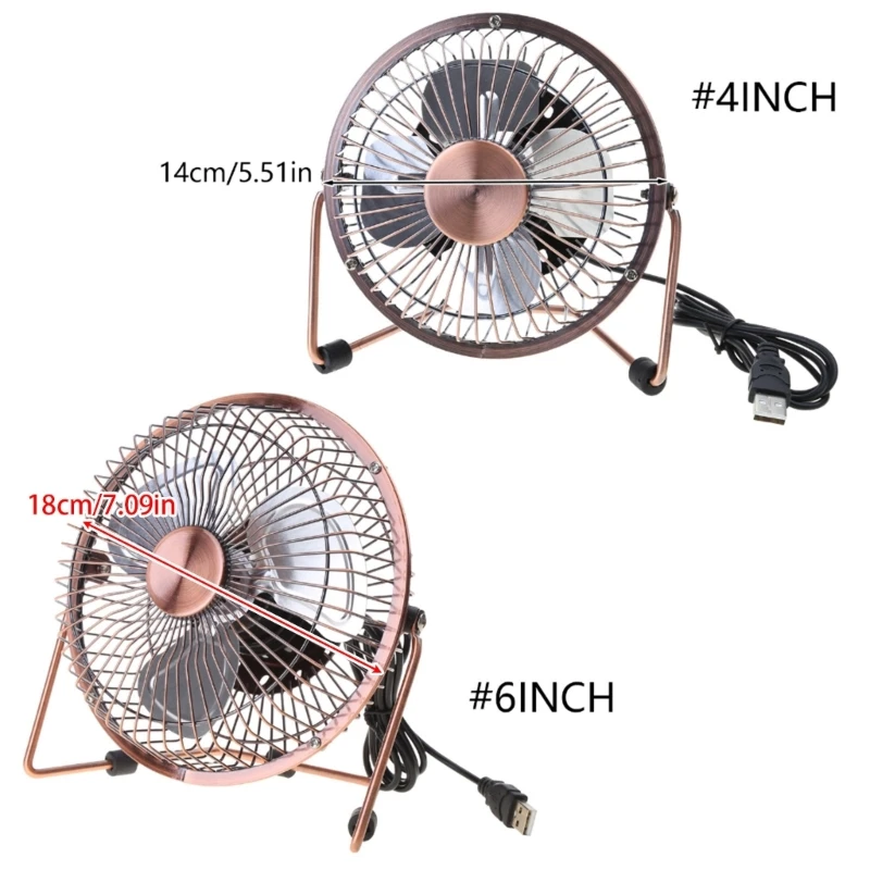 4/6inch USB Desk Fan Portable Table Cooling Fan Adjustable 360 Degree Rotatable Metal Quiet Electric for Home