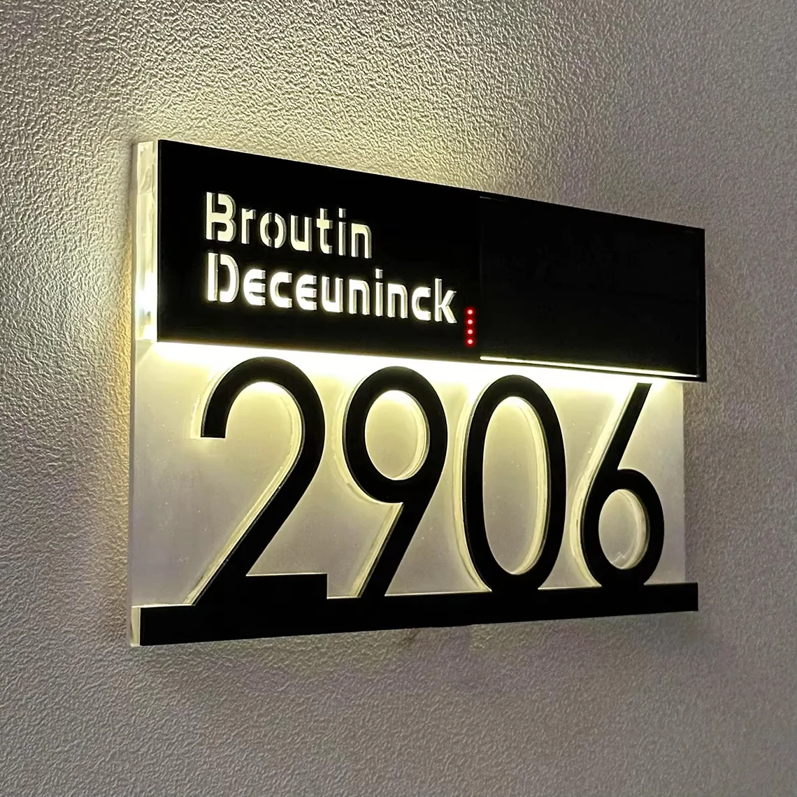Customized Modern Solar House Sign LED Light House Number Outdoor 3D Laser Cut Acrylic Door Sign Decor Exterior Address house number signs,door signs,3d acrylic wall signs