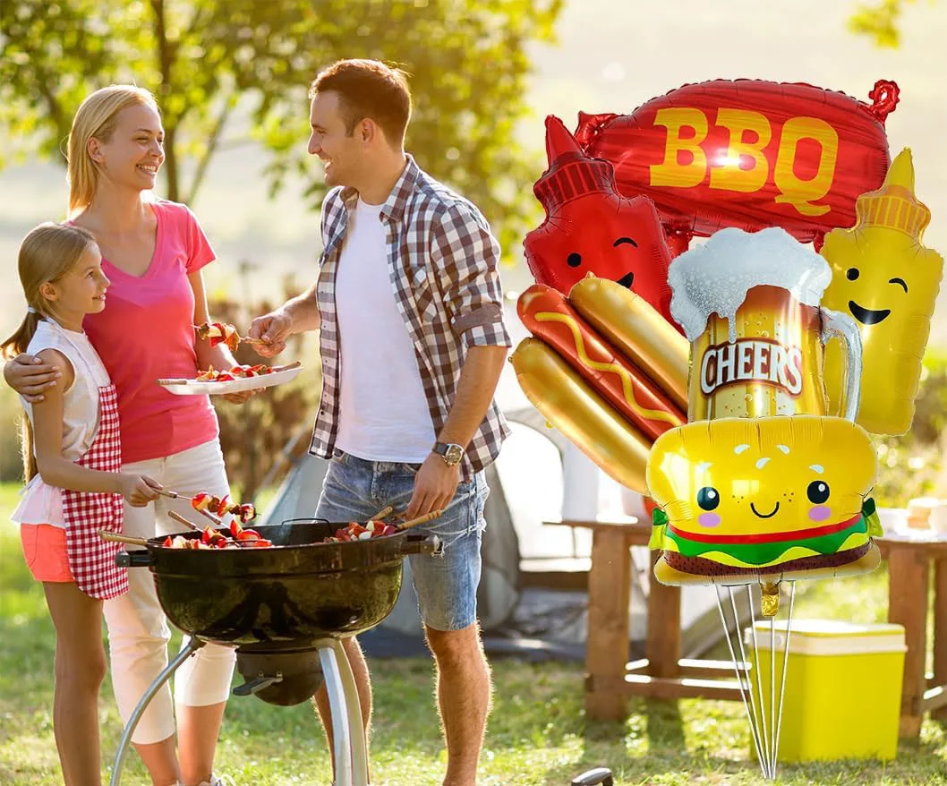BBQ-Themed Party Balloons - Festive Foil Balloons for Picnics, Cookouts, Birthdays, and Baby Showers