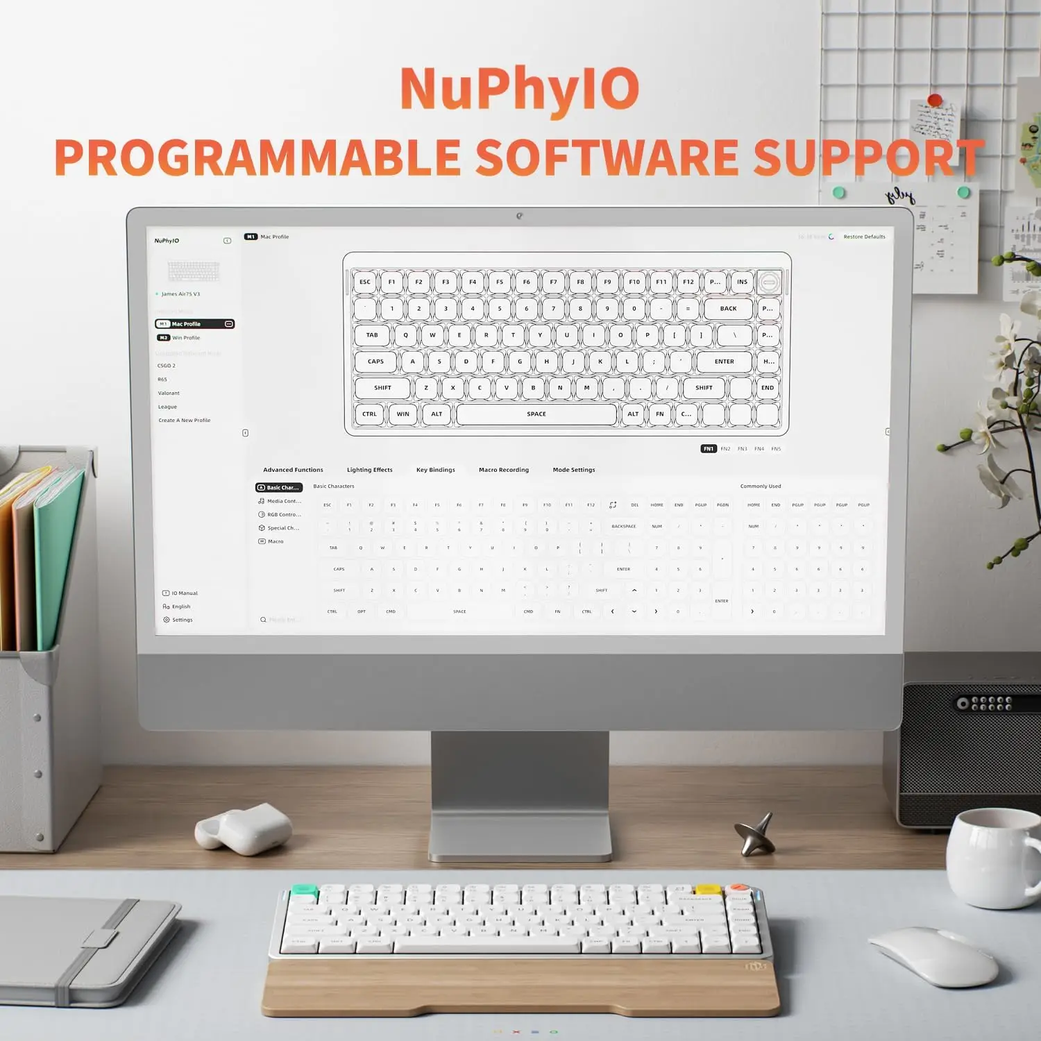 NuPhy Air75 V3 핫스왑 무선 기계식 키보드 84키 75% 커스텀 로우 프로파일 키보드 (노브 포함) RGB 가스켓 장착