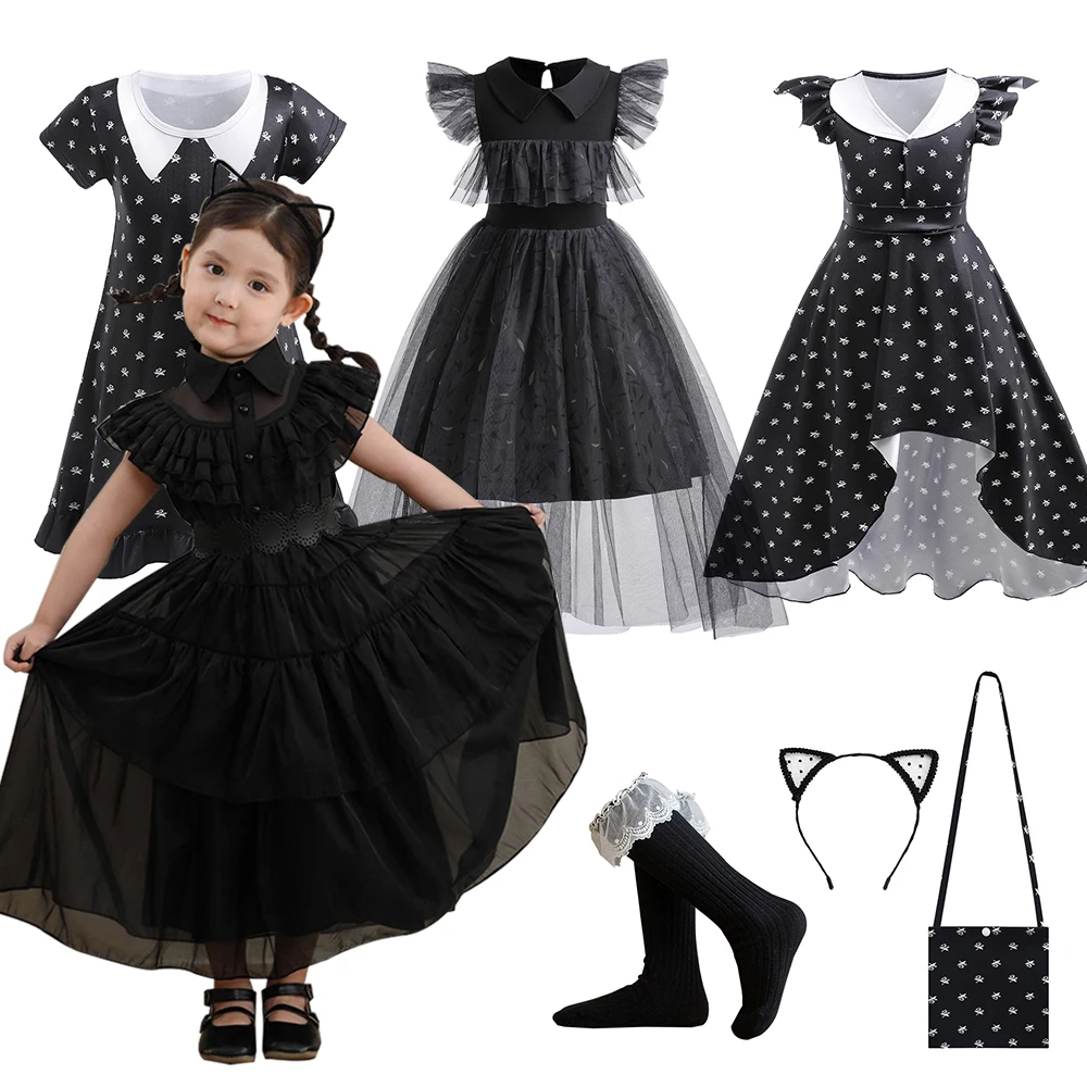 CAKEASY Wednesday Addams Costume Girls, Kids Wednesday Addams