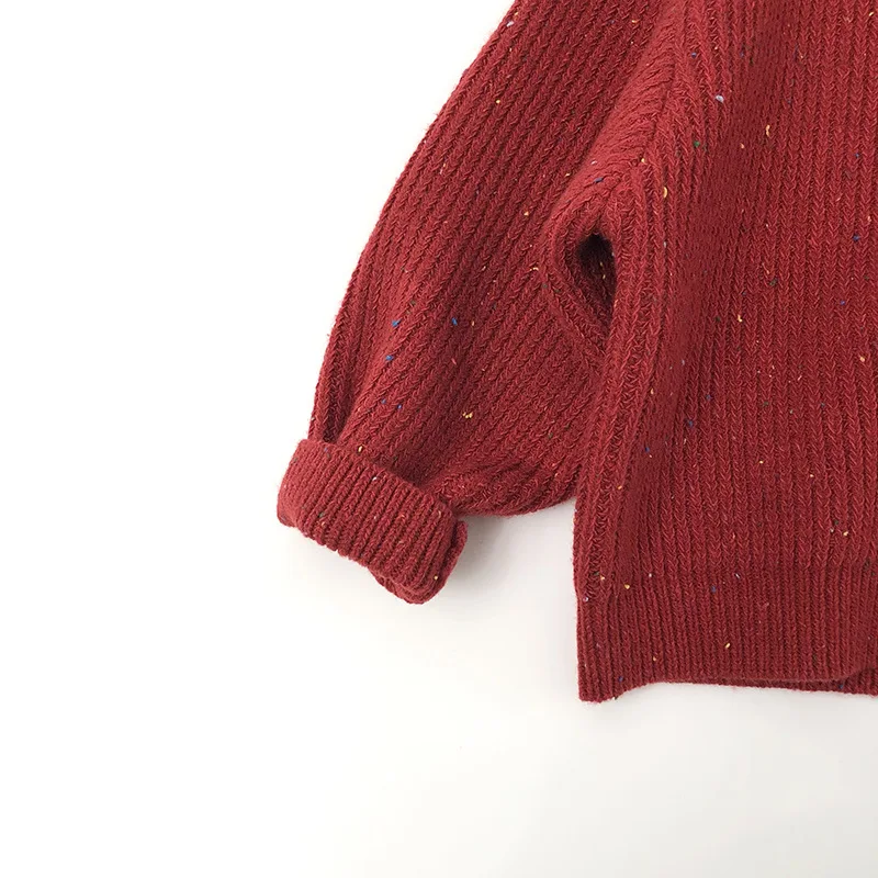 Red Knit Turtleneck Sweater for Kids Girls Christmas Outfit