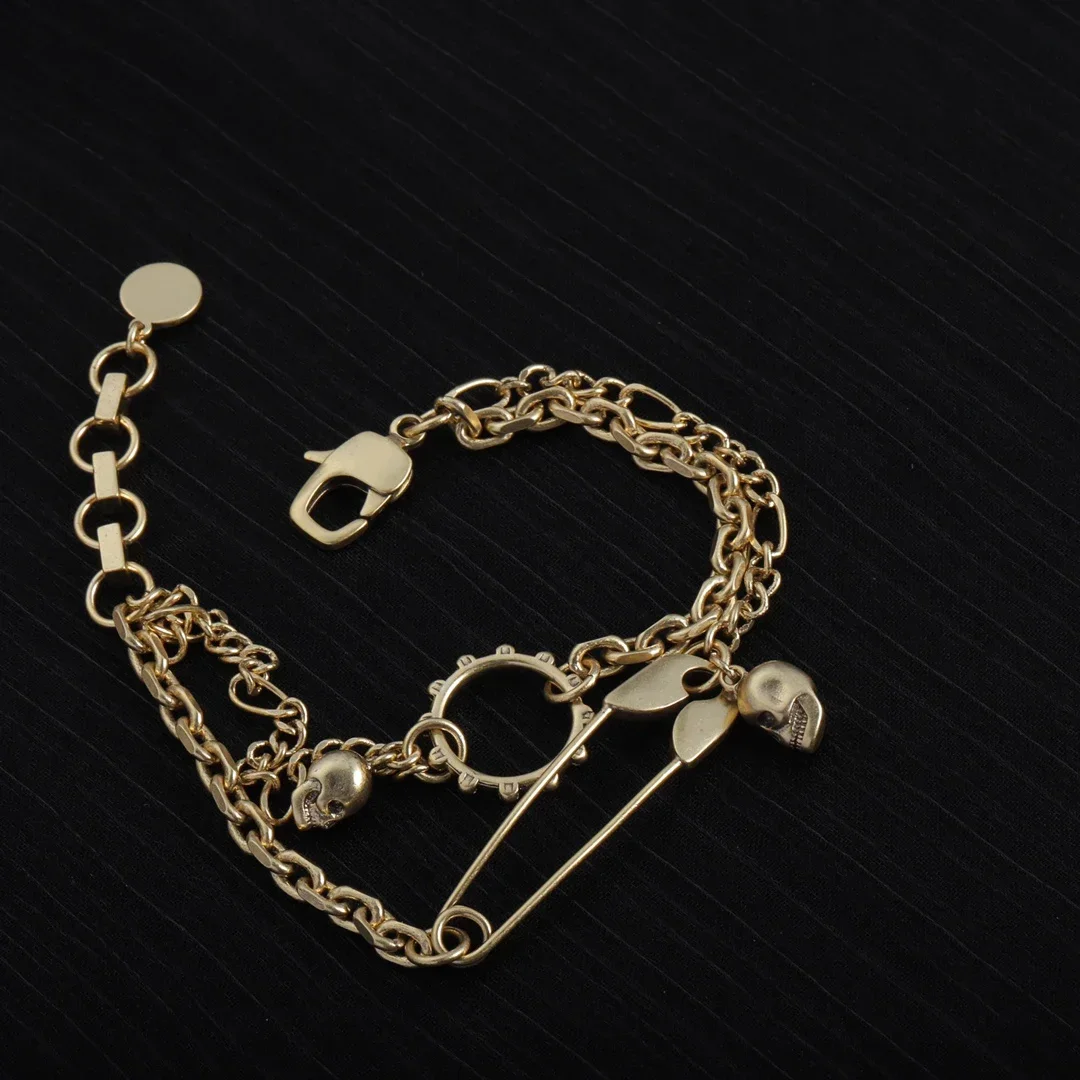 fashion Vintage Skull Head Pin Bracelet for women Top designer matching 2023 new in bangles for women free shipping items