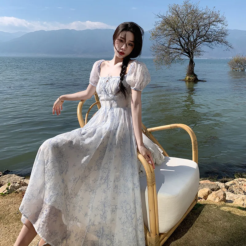 

Новинка лета 2023, уникальный и Элитный стиль во французском стиле, сказочное ароматизированное Цветочное платье до щиколотки, сказочный стиль