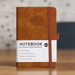 Compact A6 Hardcover Faux Leather Journal with 192 Pages - Ideal for Meetings, Note - Taking, and Daily Journaling (Brown)