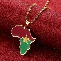 Africa Burkina Faso Map Flag Pendant Necklace Gold Color Stainless Steel African Jewelry Gift 1