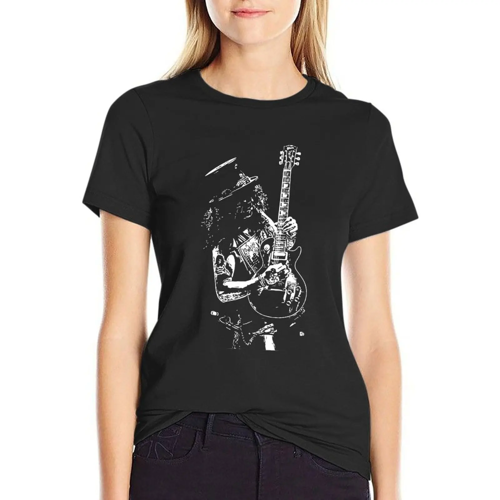 

Футболка Slash Guitar 6, футболки в стиле рок-н-ролл для женщин, футболки в западном стиле для женщин, укороченные футболки для женщин, женская одежда