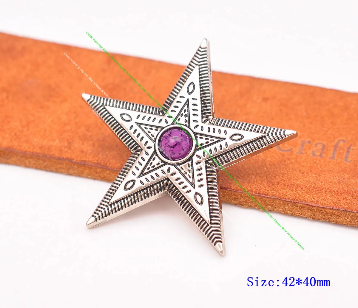 10 teil/satz Antike Silber Western Cowboy Blume Ranger Stern Leathercraft Gürtel Sattel Zubehör Lila Perle Concho Screwback