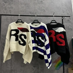2023fw RAF SIMONS RS Sweater Men Women 1:1 Top Quality Round Neck Bat Shirt Sleeve Knit Sweatshirts