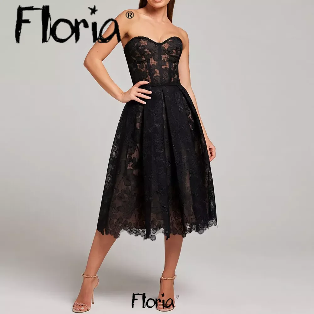 

Новинка 2024, сексуальное облегающее Черное вечернее платье без бретелек, Женское Платье До Колена