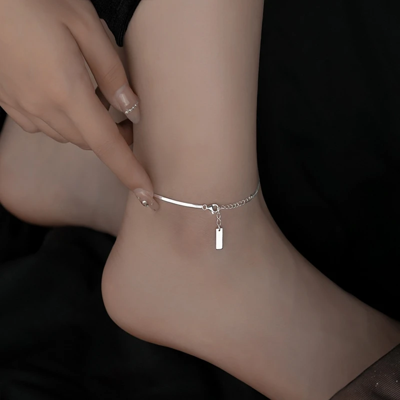 Silver Anklet 925 Sterling Silver Snake Bone Anklet Exquisite Temperament Sexy Long Sparkling Birthday Jewelry Gift