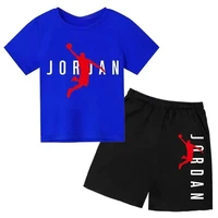 Ensemble 2 pièces T-shirt à manches courtes et short imprimé lettres Summer Brand pour garçons et filles – Tenue décontractée et tendance pour enfants 6