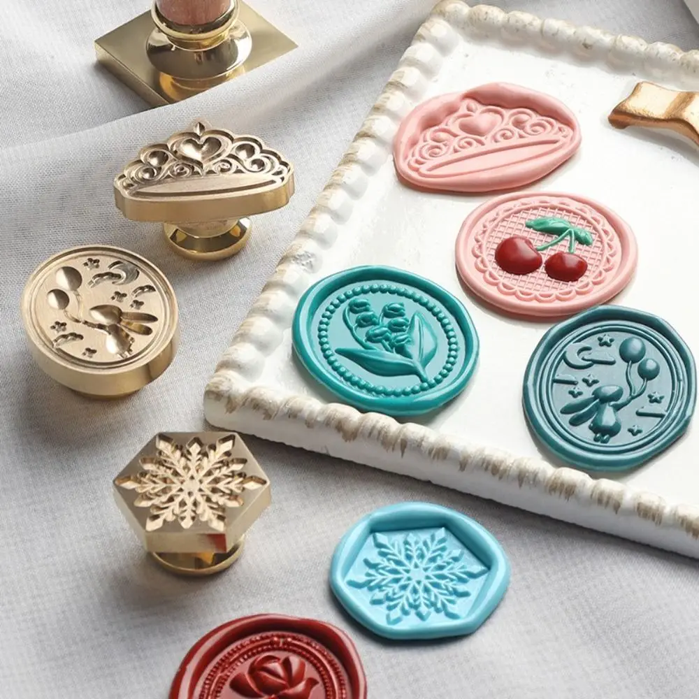 Alloy Hand Account Wedding Invitation Card Flower Embossed Stamp Fire Paint Seal Stamp Wax Seal Stamp Scrapbook Decoration