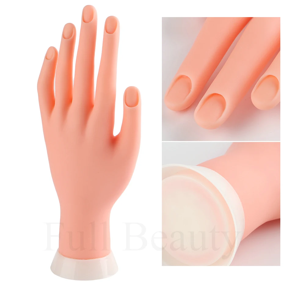 Silicone Nail Art Practice Hand Acrylic Fake Nail Training Fingernails Model Soft Flexible Bendable Mannequin Manicure Tools nail art tools nail manicure tools nail manicure accessories