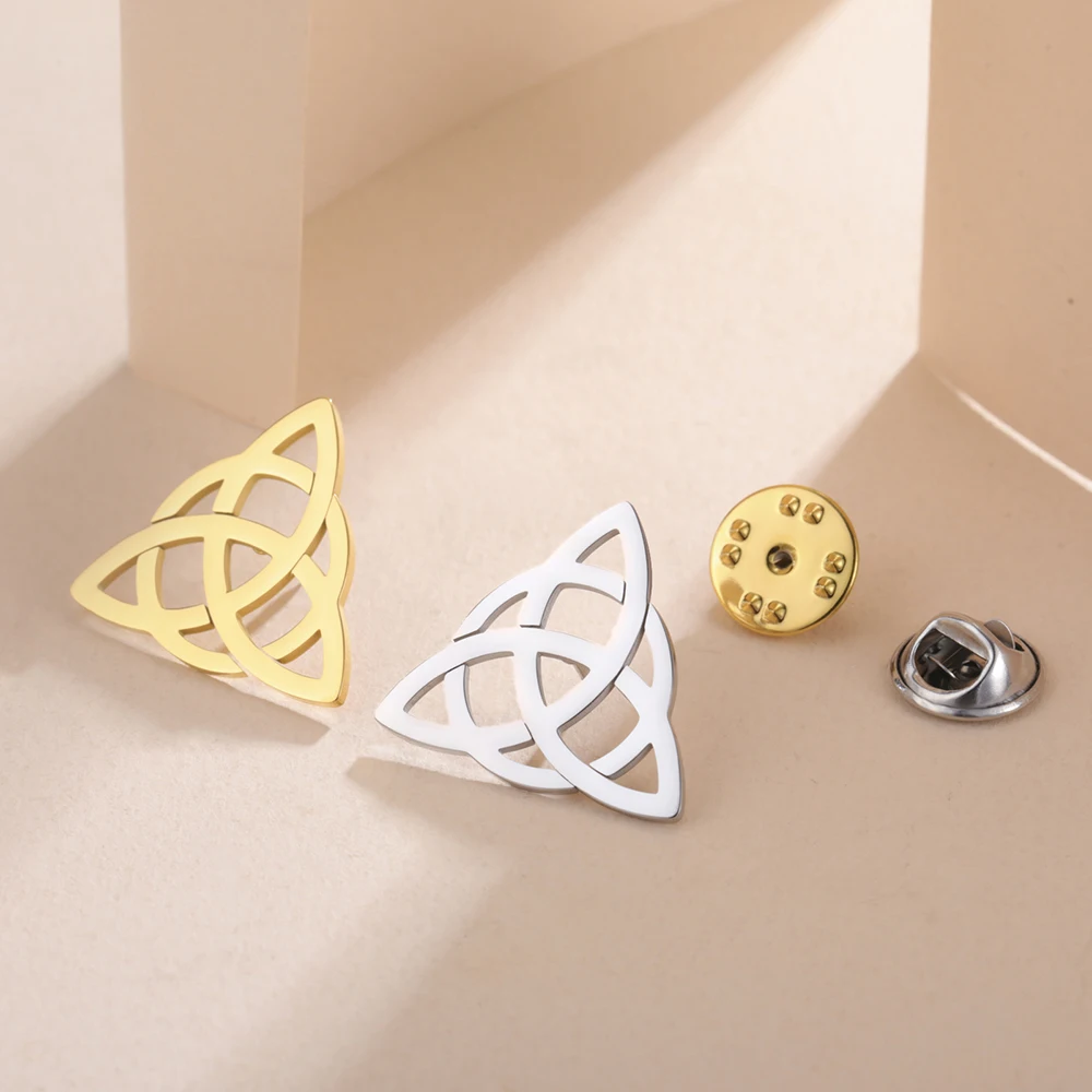 Dawapara Vintage Triquetra Brosche Damen Pin Herz Trinity Knoten Irischer Schutz Talisman Edelstahl Zubehör – Detail 13
