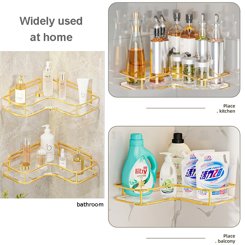 Luxury Acrylic Bathroom Shelf without Drilling Corner Shelf For Shower Kitchen Toilet Skincare Organizer Bathroom Accessories 5