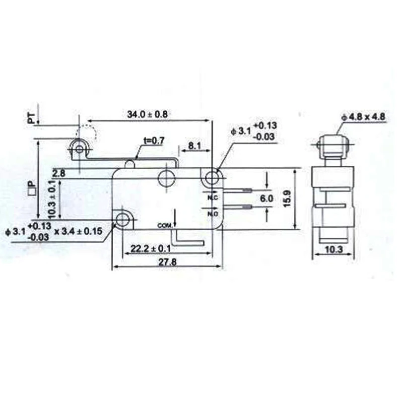 Tend Micro Switch 110mm Long Roller Lever Arm Micro Normally Open Close  Sensitive Limit Touch 15amp