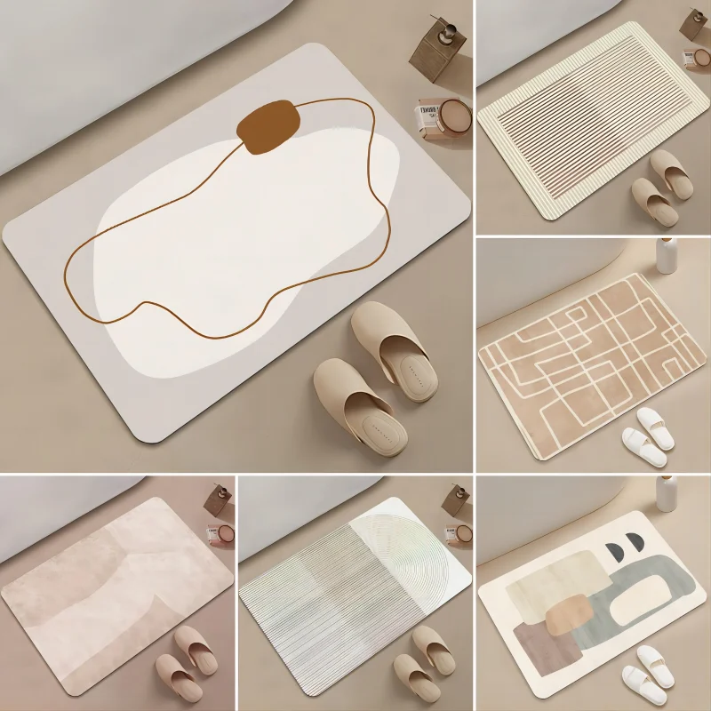 초흡수성 미끄럼 방지 주방 러그 변기, 간단한 라인 문짝 매트, 가정 욕실 바닥 입구 카펫, 규조토 진흙, 베란다 도어매트