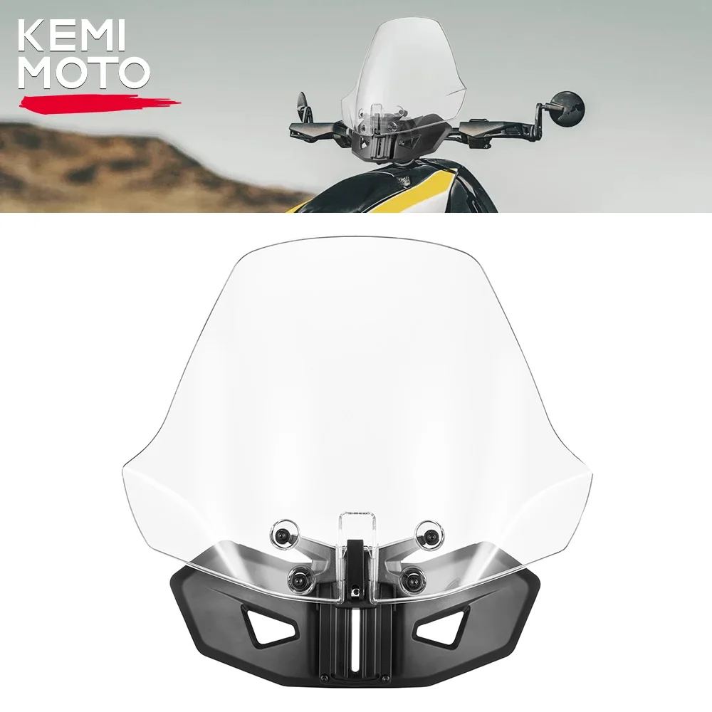 KEMIMOTO On-road Windshield 219401032 for Can-Am Ryker 600 900 Sport Rally Edition 2019-2023 150% Larger PC Clear Adjustable