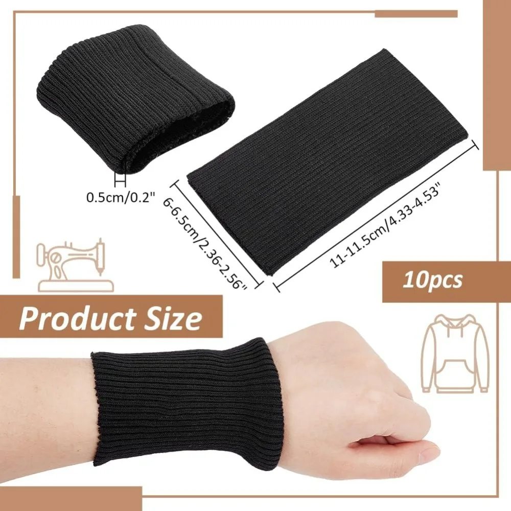 Rib Knit Fabric 10 Pcs about 4.33 Inch Stretch Knit Threaded Hem Cuff about 2.36 Inch(6cm) Wide Polyester Ribbing Fabric rib knit fabric