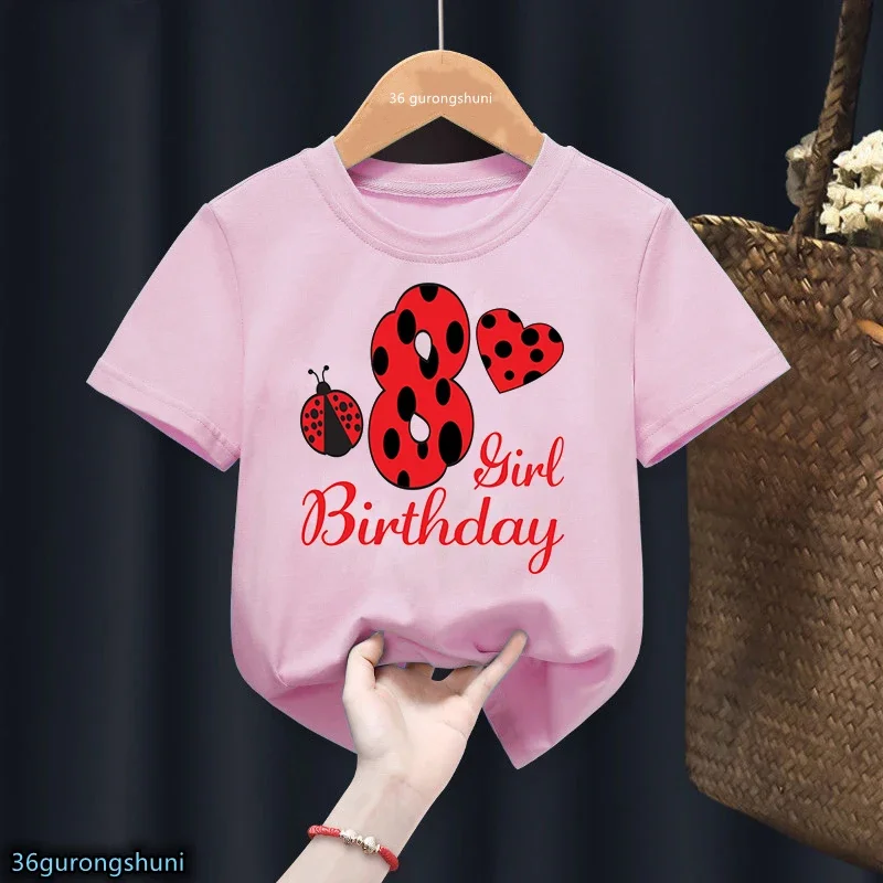 thumbnail image 1 of Camiseta divertida de algodón con mariquita roja y números del 1 al 10 para niños, regalo de cumpleaños, ropa Harajuku para niños y niñas, camiseta de manga corta de verano para bebés, 1 of 5
