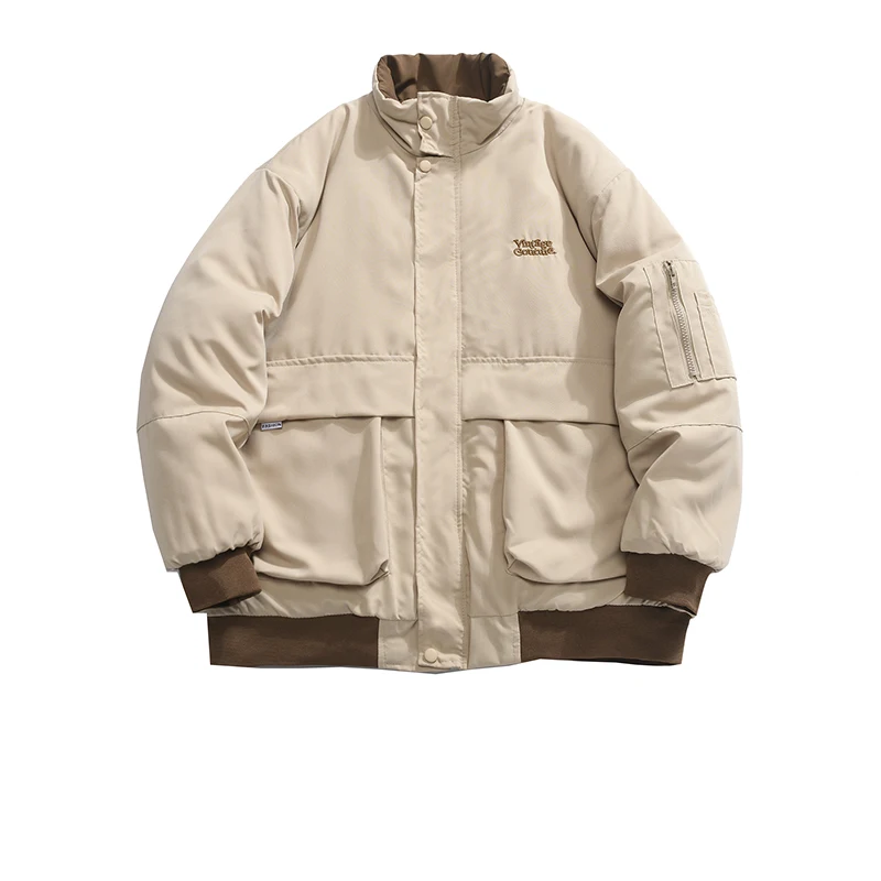 

New Arrival Glossy Mens Coats and Jackets Men Harajuku Parkas Cotton Padded Stand Collar Autumn and Winter Clothes 2023 G56