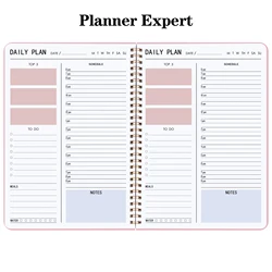 Planificateur journalier planificateur B5 calendrier horaire, planificateur de rendez vous carnet en spirale avec repas, liste de choses à faire 
