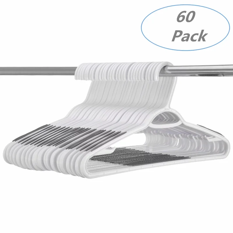 

Ollieroo Non-Slip Pads Plastic Clothing Hangers, 60 Pack, Gray