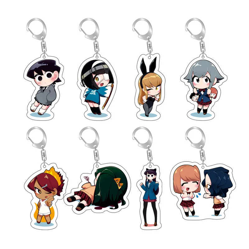 

20Pcs Anime Komi Can't Communicate Keychain Double Sided Acrylic Figure Pendant Key Chains Keyring for Women Men Collection Gift