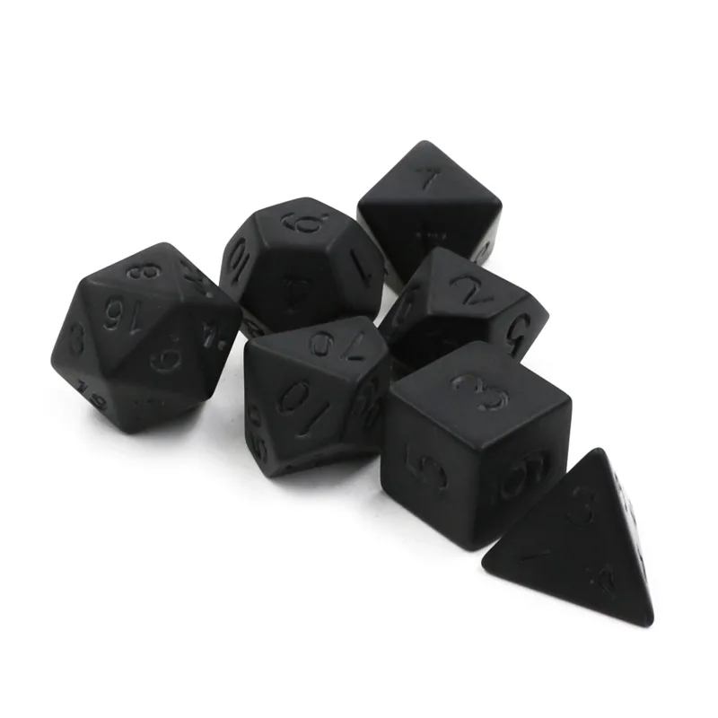 

7 шт./партия, матовые черные игральные кости D4 D6 D8 D10 D % D12 D20