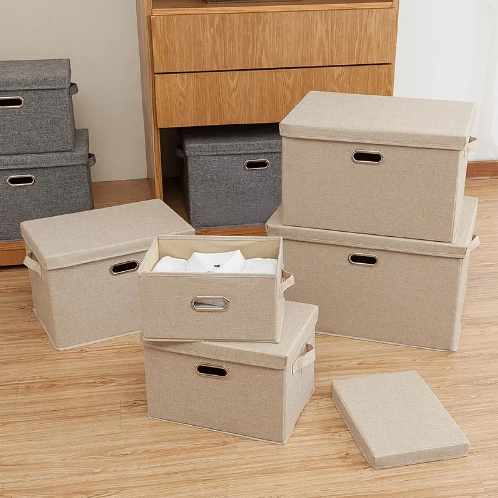 Cotton and Linen Covered Storage Box, Foldable Drawer, Wardrobe Storage and Organizing Box, Fabric Toy Storage Box 3