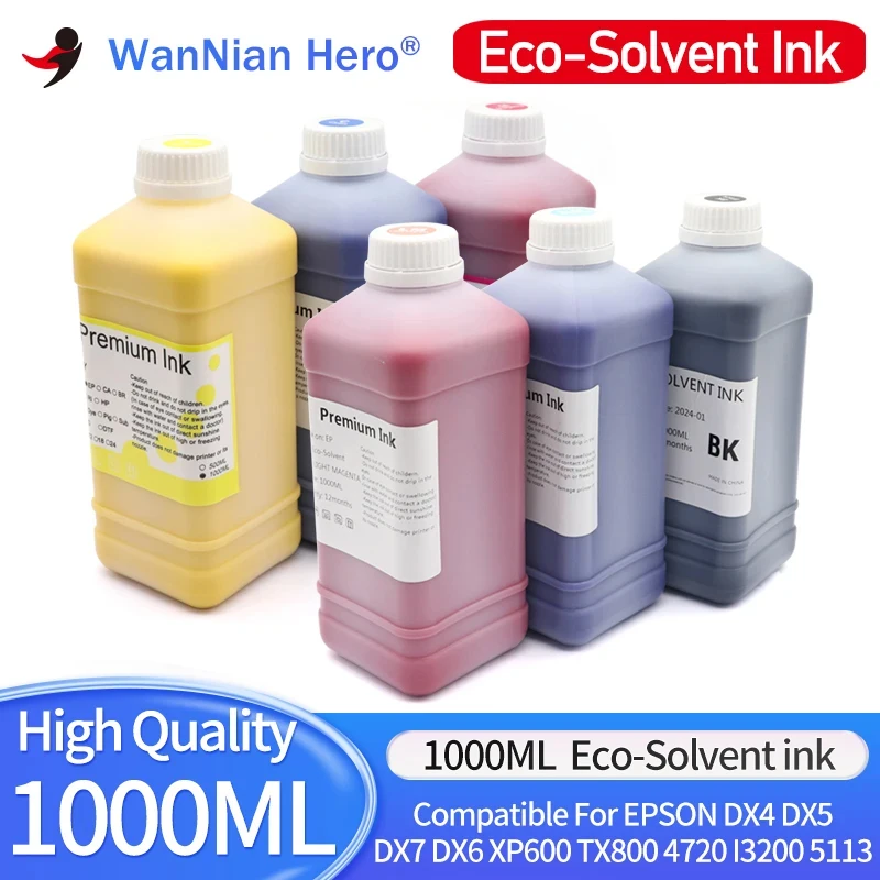 

Эко-растворимые чернила 1000 мл для принтера Roland Mimaki Mutoh Epson DX4 DX5 DX6 DX7 XP600 TX800 4720 I3200 5113