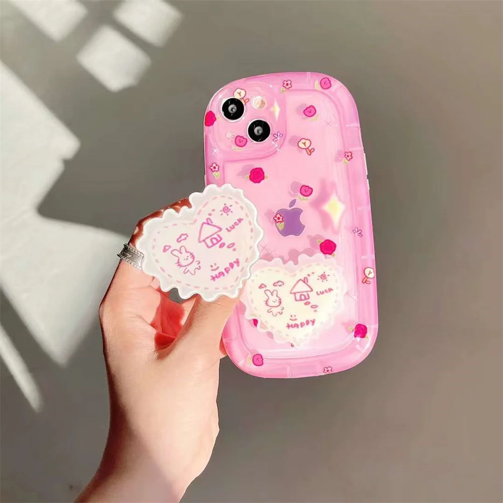 Korean Iphone Cases Stand Iphone Jelly Heart Case Love Heart Stand