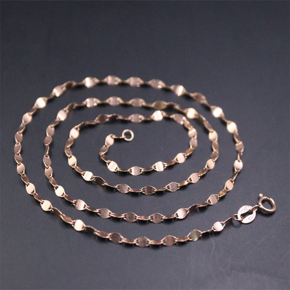 

Pure Solid 18K Rose Gold Chain 2mm Women Coffee Link Necklace 18inch 2-2.2g