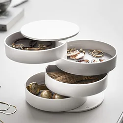 Rotating Multi - Layer Desktop Storage Box with Lid (WHITE)