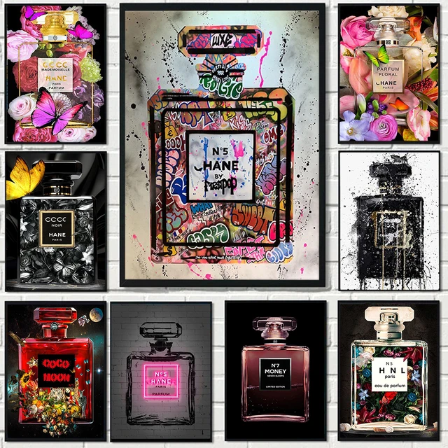 Fashion Paris Perfume bottle Canvas painting modern street Graffiti Posters  Perfume and flower Prints For Living Room Home Decor - AliExpress